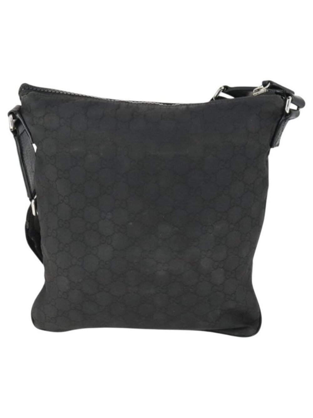 Authentic GUCCI GG Canvas Shoulder Bag Nylon Black Silver 449184 - Picture 8 of 16